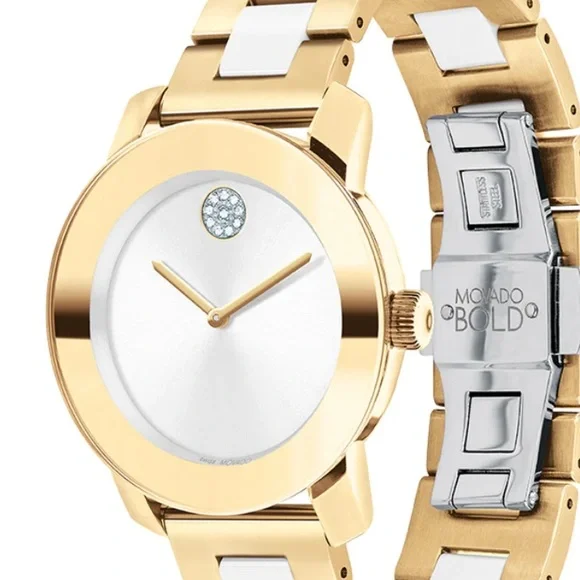 MOVADO BOLD CERAMIC CRYSTAL ACCENT BRACELET WATCH - Picture 2 of 15